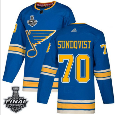 Blues #70 Oskar Sundqvist Blau Alternate 2019 Stanley Cup Fina Stitched